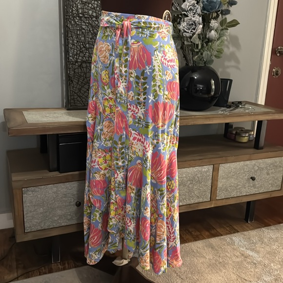 Matilda Jane Dresses & Skirts - Matilda Jane Pink and Yellow Maxi Faux Wrap Skirt